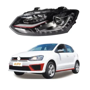 Halogen Upgrade Xenon Headlight Red Chrome Line Headlamp for Volkswagen Polo GTI