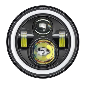 Haojunchi 7 Inch LED Headlights DRL Turn Signal Light Angels Eyes 4 Lens for Jeep Wrangler JL JK and Motorcycle