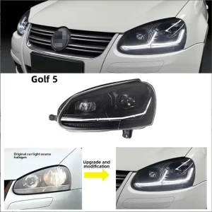 Headlight Assembly Volkswagen Jetta Bora Golf MK5 Fitment Twelve Voltage Upgrade Dual-Color LED Projector