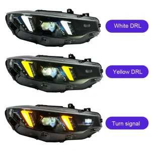 Headlight Assembly for BMW F32 4 Series Modified Laser Fang Dual Color DRL Car Headlamp 50W