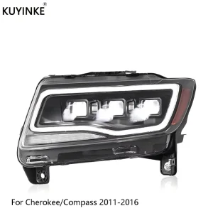 Headlight Assembly for Jeep Cherokee Compass Triple Lens Headlight Assembly High Brightness Car Headlights