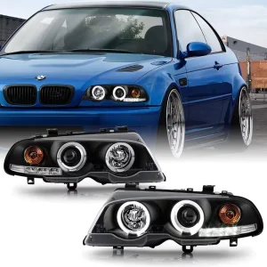 Headlight Headlamp Assembly for BMW E46 3 Series Coupe LED 2 Door