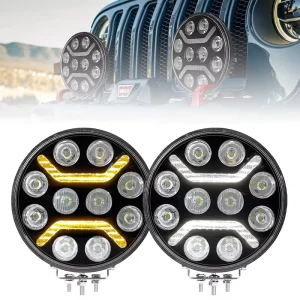 Heavy Duty 12V 24V 9 Led Light Extraljus Led 9 Inch 90W Round Driving Spotlight for Truck Tractor Pickup