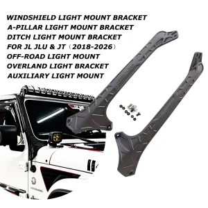 Heavy Duty Overhead Windshield LED Light Bar Mounting Brackets for Jeep Wrangler JL Gladiator JT