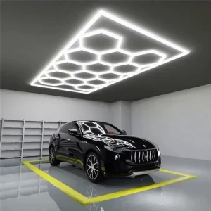 Hexagonal Garage Light with Remote Dimming & Color Tuning AC Compatible for Workshop and Garage Car Wash Station LED Lighting