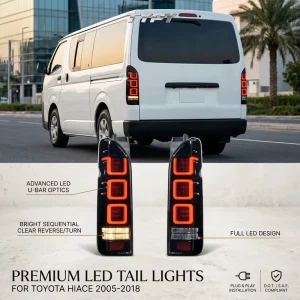 Hiace LED Tail Lights DRL Turn Signal Lamp Reverse Brake Auto Accessories Hiace Taillight for Cars Sequential