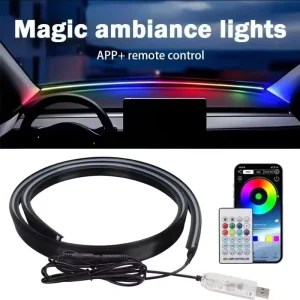 Hidden Interior Instrument Panel Atmosphere Light 150cm Acrylic Dashboard RGB Interior Auto Lighting LED Ambient Light