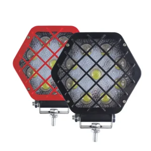 High Bright Hexagonal Searchlight Lamp Beads Diamond Shaped Spotlights Protective Net 12V Off Road Vehicle Roof Lights 6500K