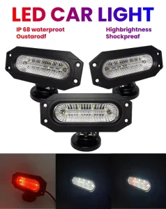 High Brighter Flush Mount Red Strobe White 30W Rear Car LED License Plate Light Brake Parking Trailer Light