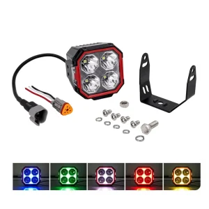 High Brightness 3 Inch LED Driving Light Multi Color RGB 4×4 Offroad Work Lights Side Shooter for Truck Auto Exterior Lighting