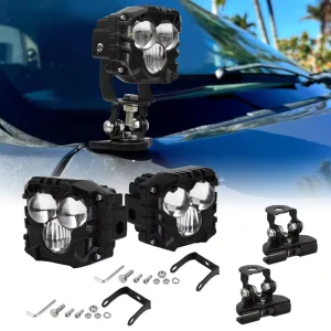 High Brightness Off Road Spot Work Light with Black Stainless Steel LED Hood Light Mounts for Truck SUV Off Road