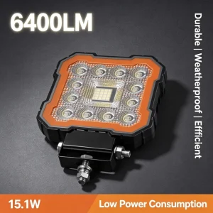 High Intensity 6400LM LED Auxiliary Light for Pickup Jeep Off Road ATV Orange Decorative Ring Pods Light