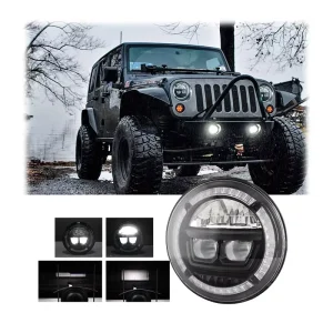 High Low Beam 7 Inch Round LED Headlight Aluminum Housing 36W LED Headlights With Turn Signal