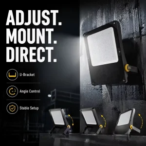 High Output LED Flood Light IP65 Waterproof U Bracket Adjustable 120 Beam Aluminum Construction CE CQC RoHS Certified Lighting