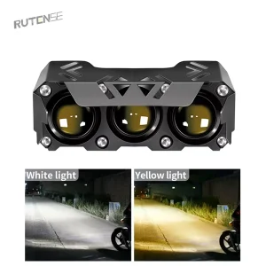 High Performance Motorcycle Lighting System Dual Color Spotlights White Yellow Led Bulb Car Head Lamp Universal