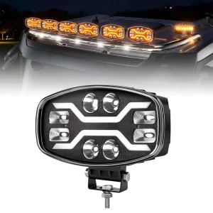 High Power 12V 24V 10 Inch LED Work Spotlight Auto Exterior Lighting High Low Beam Amber Position Lamp for Off Road Truck