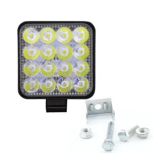 High-Power 12V LED Work Light 48W Square Spot White Color High Brightness Exterior Auto Lighting