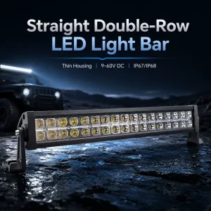 High Power 22 Inch Straight Double Row LED Light Bar 120W 9~60V Spot Flood Combo Waterproof Off-Road Truck SUV ATV Driving Lights