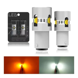 High Power 28W 1157 LED Switchback Bulb Canbus White Amber Anti Hyper Flash Built in Fan Auto DRL Light
