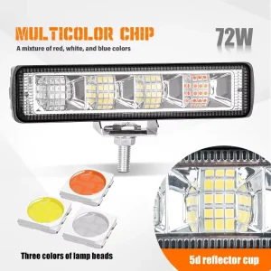 High Power 48W 72W LED Work Light Warning Light Offroad Car Auxiliary Lamp LED Light Bar with Flood Beam Car LED Work Lamp
