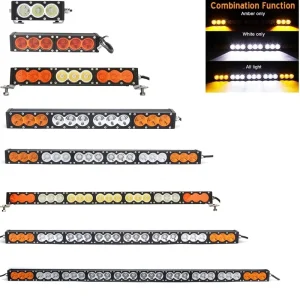 High Power Amber White Dual Color LED Light Bar 30W 60W 90W 120W 150W 180W 210W 240W 270W Single Row Curved 4×4 LED Light Bar
