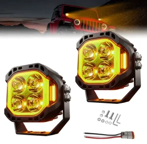 High Power Baja Style LED Ditch Light Pods Amber Backlight for 4×4 Pickup SUV UTV