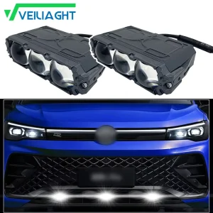 High Power Car LED Front Grille Light with 3 Projector Lens 6000K 7000K 90W Auxiliary Head Lighting Lamp for Off Road SUV Jeep