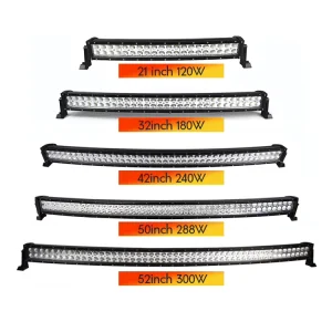 High Power Curved Slim LED Light Bar 10-30V Car 300W LED Bar Light 6000K 6500K 52inch