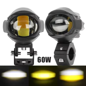 High Power Dual Color White Yellow Combo Lights 4×4 Mini Motorcycle LED Driving Light Off Road With Bracket for Motorbike Car