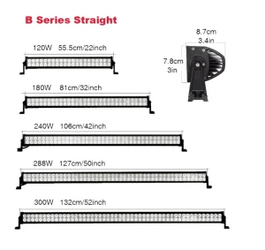 High Power Waterproof IP67 180W 300W 2 Row Long Strip LED Work Light Modified Off-road Vehicle Light Bar