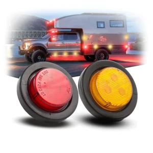 High Quality 2 Inch Sealed Round 10-30V Red Amber LED Truck Trailer Bus Lorry Trailer Clearance Lamp Truck Side Marker Light