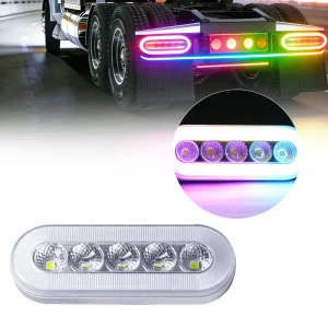 High Quality 6 Inch Truck Tail Lights with Phone Remote Control RGB Smart LED Stop Turn Lamp IP67 Waterproof DC12V 24V