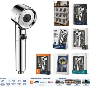 High-pressure ABS Shower Head with Super Powerful Wall Mount Rain Spray for Home Bathroom Light Luxury Design
