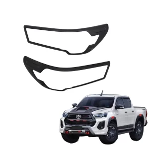 Hilux 2021 2022 Matte Black Head Light Cover Trim for Toyota Hilux Revo 2020 Rogue 4×4 Accessories