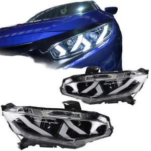 Honda Civic 10th Generation LED Headlight DRL Projector Front Lamp Assembly Replacement Plug Play Auto Lighting