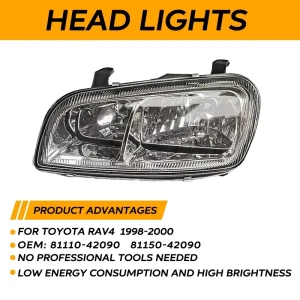 I PACK Auto Lamp for Toyota Rav4 Headlight R 81110 42090 L 81150 42090 Head Lamp Front Lamp