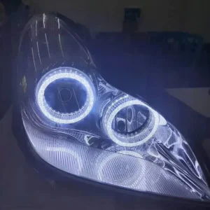 I5 Angel Eyes Crystal Lampshade White LED Car Headlight Halo Rings 2PCS Bi LED Xenon Projector Lens Daytime Running Light