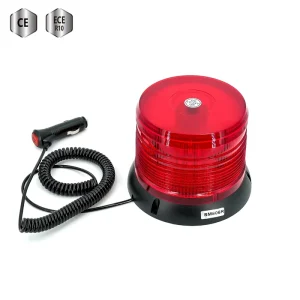 IP56 Red Warning Beacon 360° Revolving and Intermittent Flash Magnetic Base 12-24V Dome Beacon Light