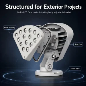 IP66 High Bright Outdoor Landscape RGB RBGW Warm White LED Flood Light 5 Year Warranty CRI 90 Adjustable Beam Angle Lightweight