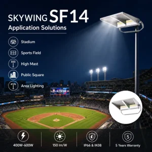 IP66 Waterproof LED High Mast Lamp with U Bracket Ceiling Mount for Stadium Area Lighting