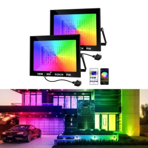 IP66 Waterproof Smart RGBCW LED Flood Light 100W with WiFi APP Group Control for Building Decorating Commercial Lights