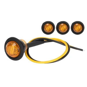 IP67 12V 3/4” Round Bullet Mini Grommet Side Marker Light Yellow Led Indicator Lights for Cars 19MM