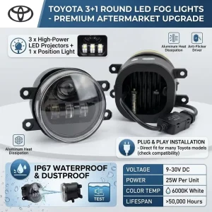 IP67 CREE 20W 3+1 Round White Yellow Dual Color 81210 06100 LED Fog Light for Toyota SUV Modification