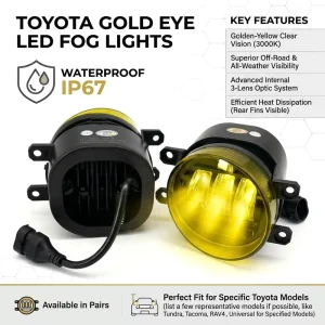 IP67 CREE 32W Golden Eye 3000K Yellow 81210 06100 LED Fog Light for Toyota SUV Modification