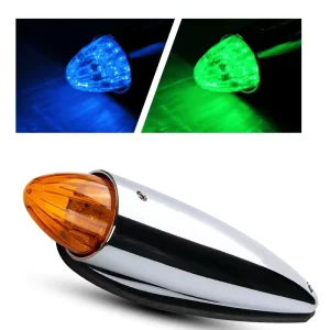 IP67 Waterproof Truck LED Torpedo Cab Roof Marker Light DC12V 19pcs LED Super Bright PC Material Amber Red 1W