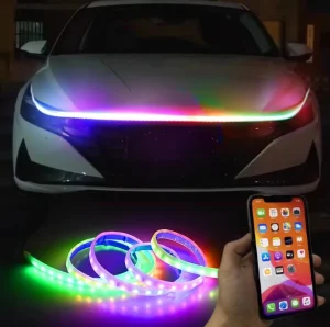 IP68 Waterproof 12V RGB LED Strip Light for Car Hood Flexible Silicone Shell Daytime Running Light Exterior Tuning Lamp