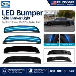 Ice Blue LED Bumper Side Marker Lights for Dodge Charger Front Rear Factory US Stock