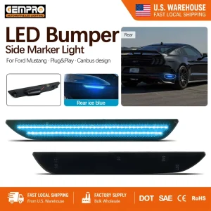 Ice Blue LED Rear Side Marker Lamp for Ford Mustang Up Rear Bumper Light US Stock Fast Delivery Supply