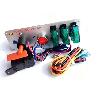 Ignition Switch Panel with Engine Push Button 12V 4 in 1 Toggle Switch with Relay Wiring Harness LED for Racing Car