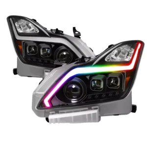 Infiniti G25 G37 Improved Four-Door Model Headlights 2 Pcs LED DRL Turn Signal Angel Eye CHASING Rgbw Sk6812